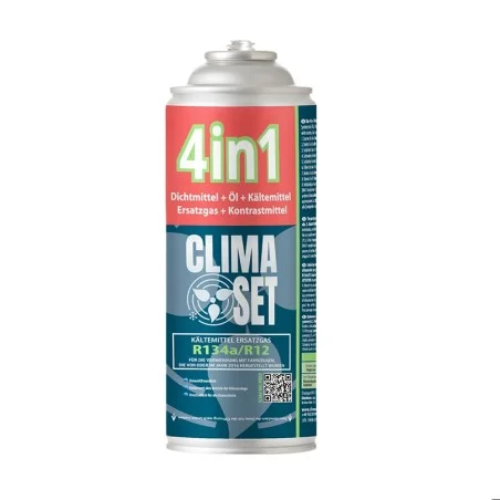 ClimaSet 4-in-1 Kältemittel Ersatzgas R134a / R12 Öl, Dichtmittel, Kontrastmittel
