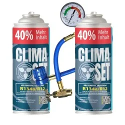 ClimaSet (2xR134a/R12 Kältemittel Ersatzgas) + Füllschlauch mit Manometer