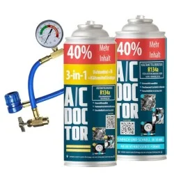Starter Set Kältemittel Ersatzgas R134A + 3in1 Öl und Dichtmittel für Autos von 1995 bis 2016 + Füllschlauch Mehr Inhalt